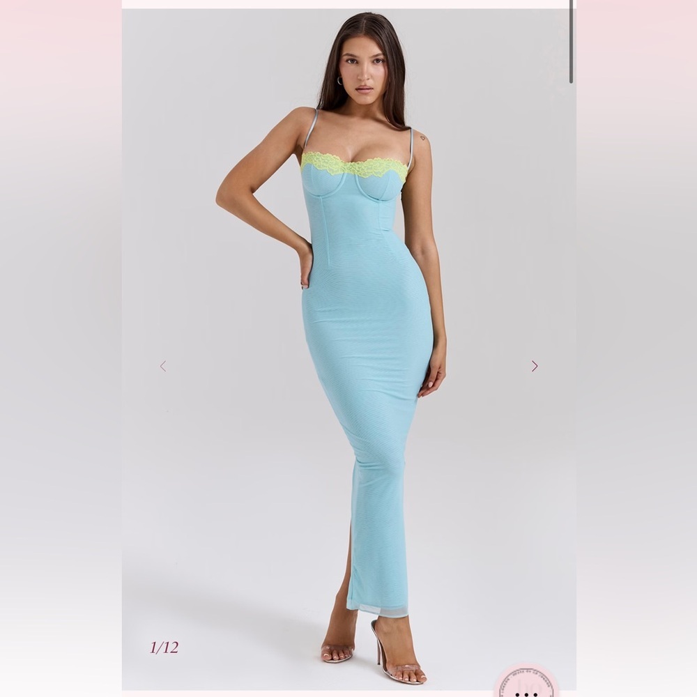 new House of CB AIZA
Ocean Blue Contrast Lace Maxi Dress